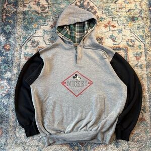 Vintage Disney Mickey Mouse Henley Pullover Hoodie Size XL